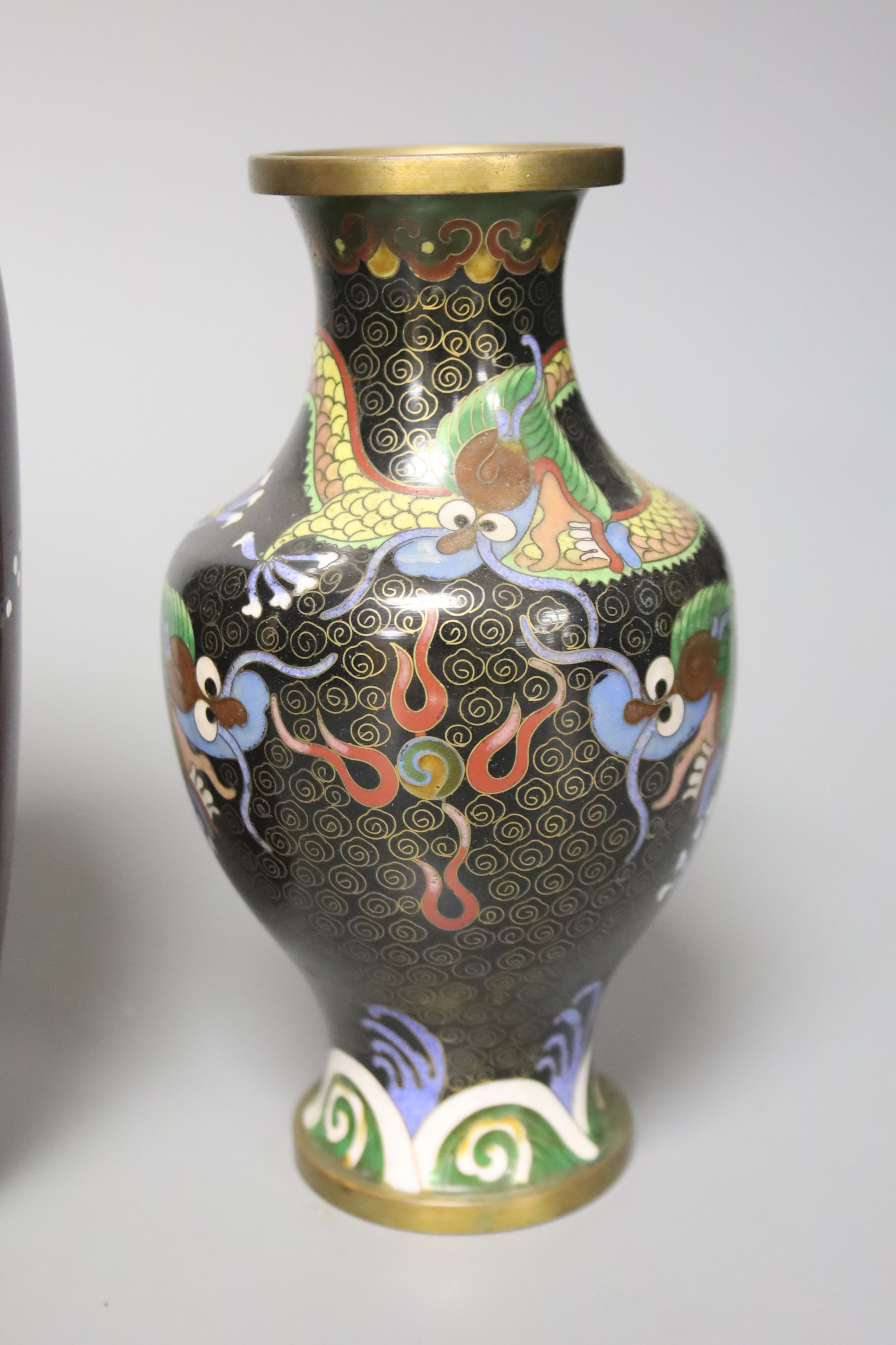 Three cloisonne vases